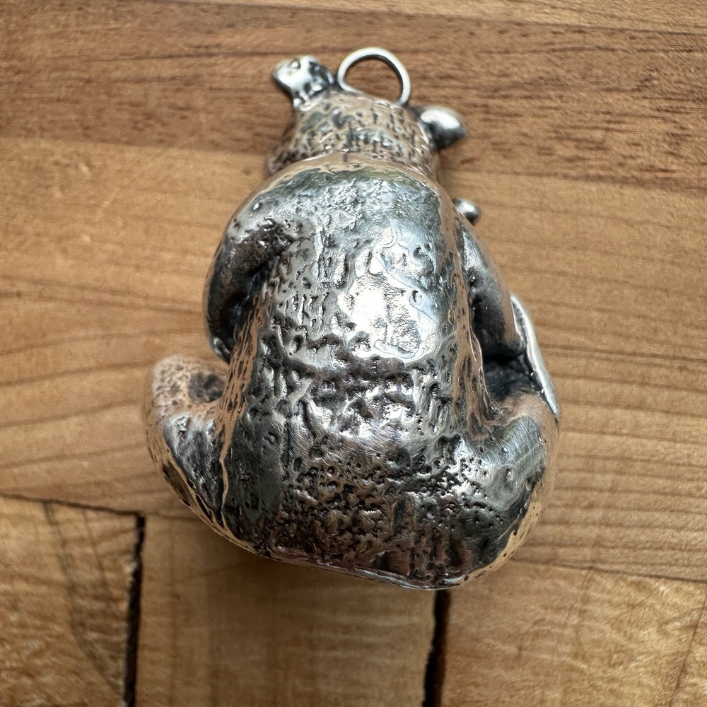 Vintage Sitting Panda Bear Bamboo‎ Puffy Pendant 1.75 Inch 925 Sterling 12.3g - Picture 4 of 10